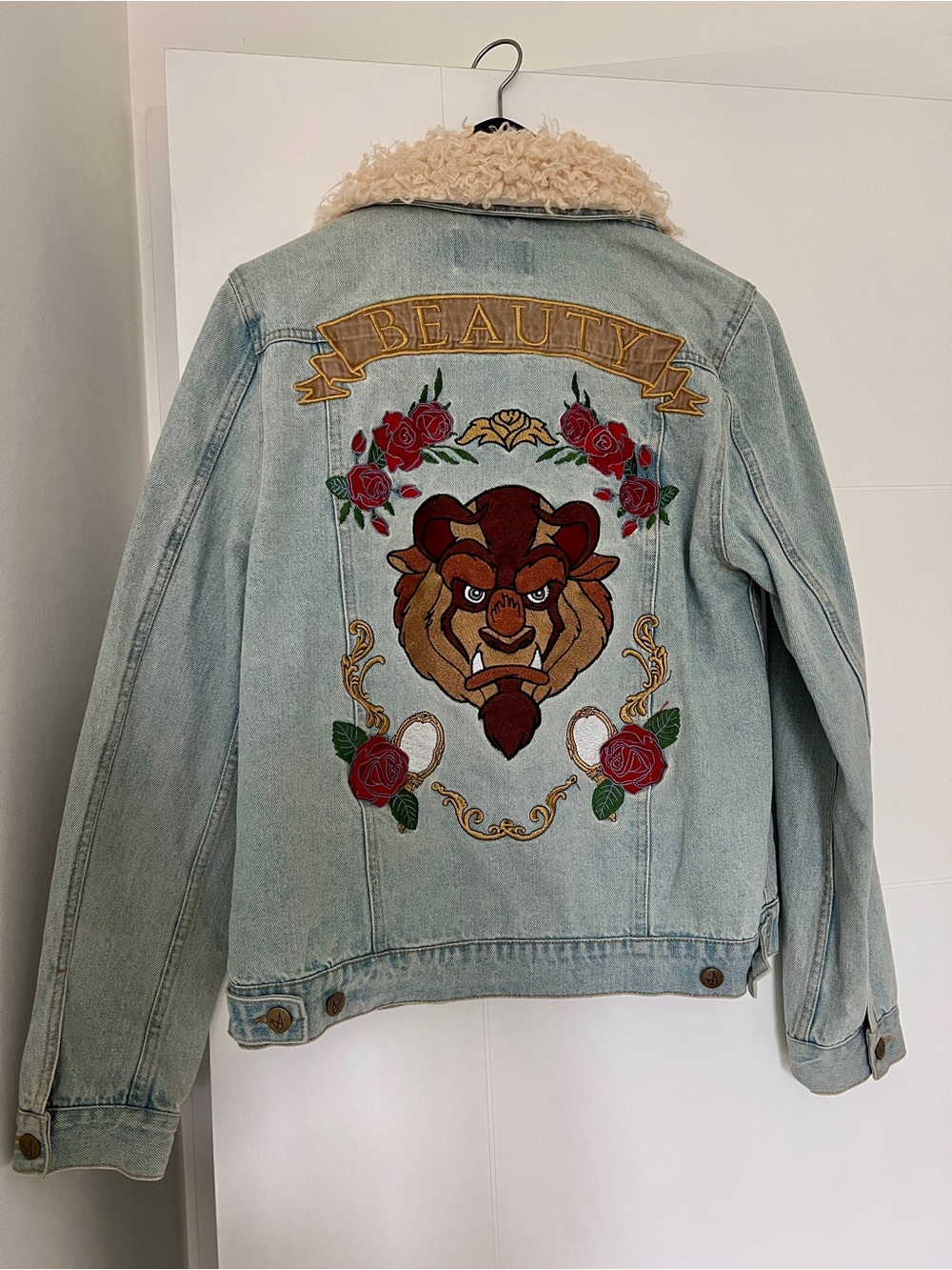Rare Disney Minkpink Denim Jacket with Embroidered 'Beauty' Back